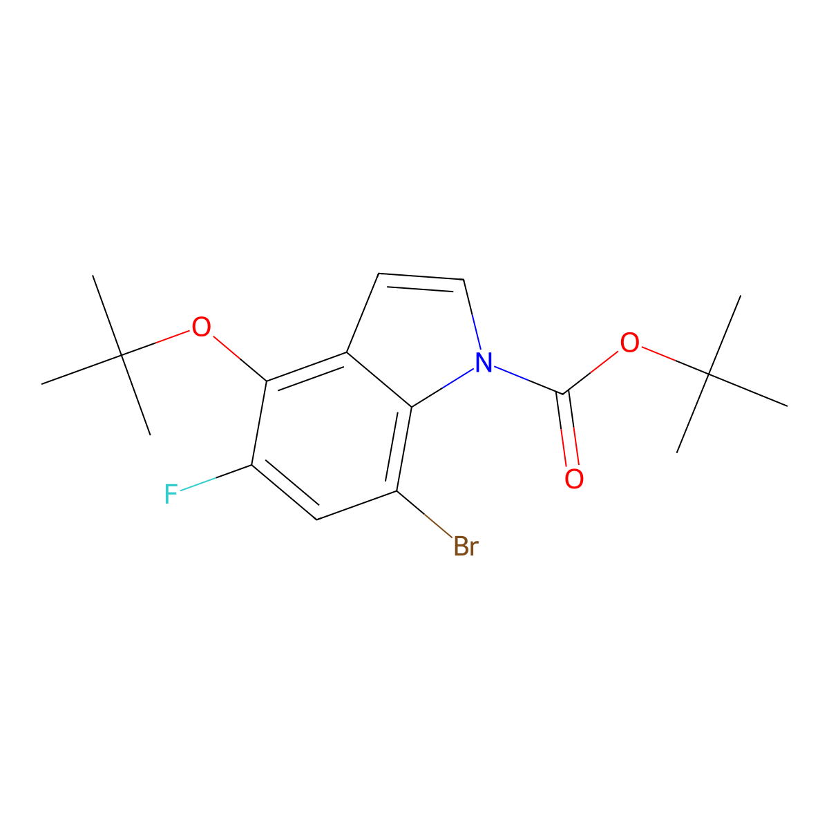 tert-Butyl 7-bromo-4-(tert-butoxy)-5-fluoro-1H-indole-1-carboxylate molecular structure, CAS 2816914-01-7