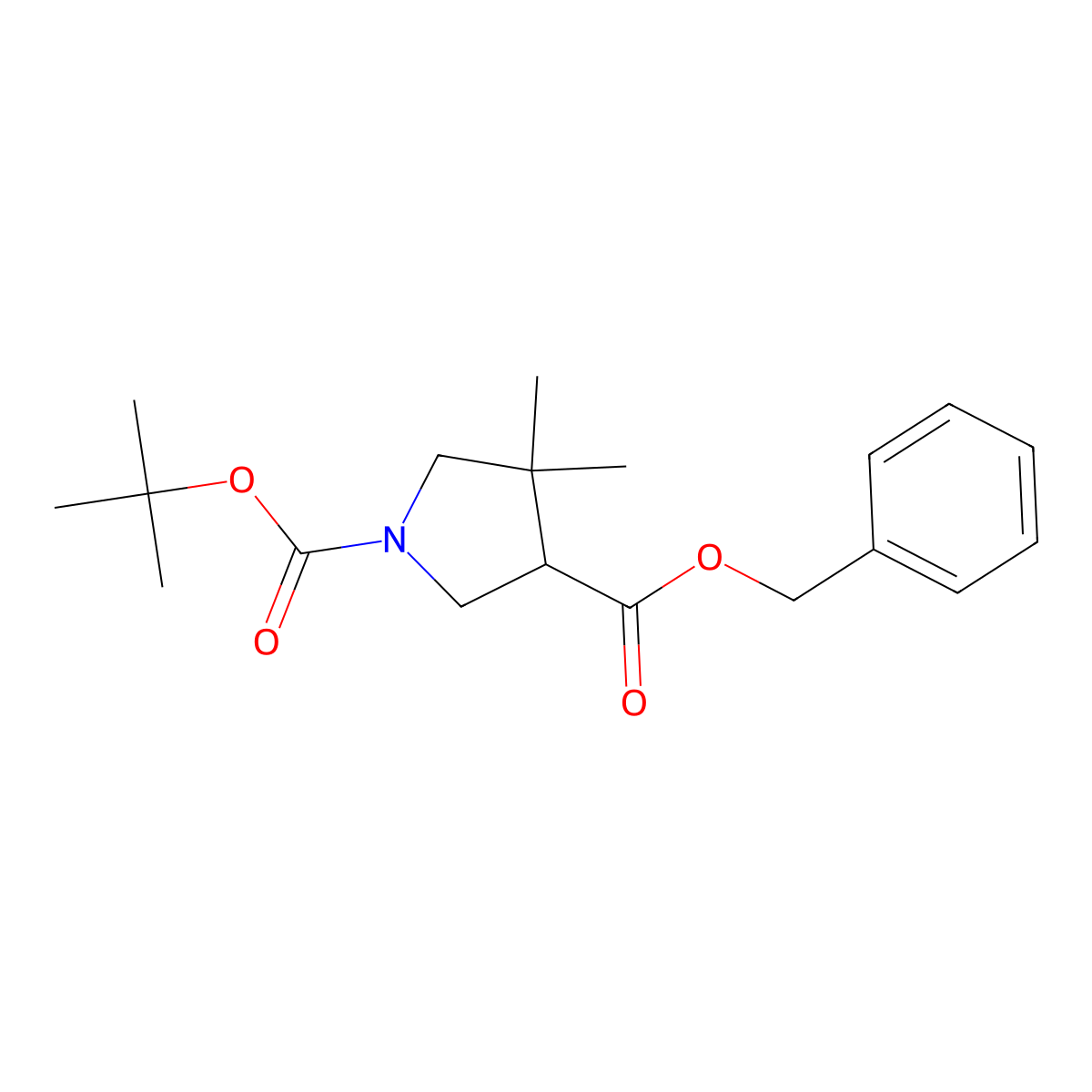 O3-benzyl O1-tert-butyl 4,4-dimethylpyrrolidine-1,3-dicarboxylate molecular structure, CAS 2816914-17-5