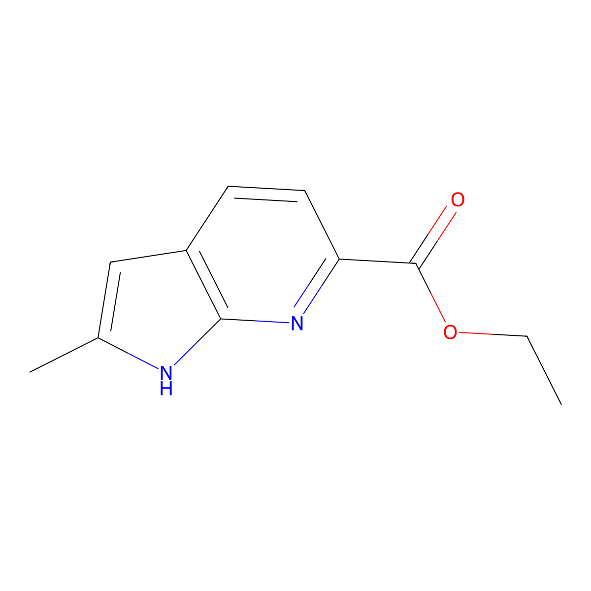 Ethyl 2-methyl-1H-pyrrolo[2,3-B]pyridine-6-carboxylate molecular structure, CAS 2816914-34-6