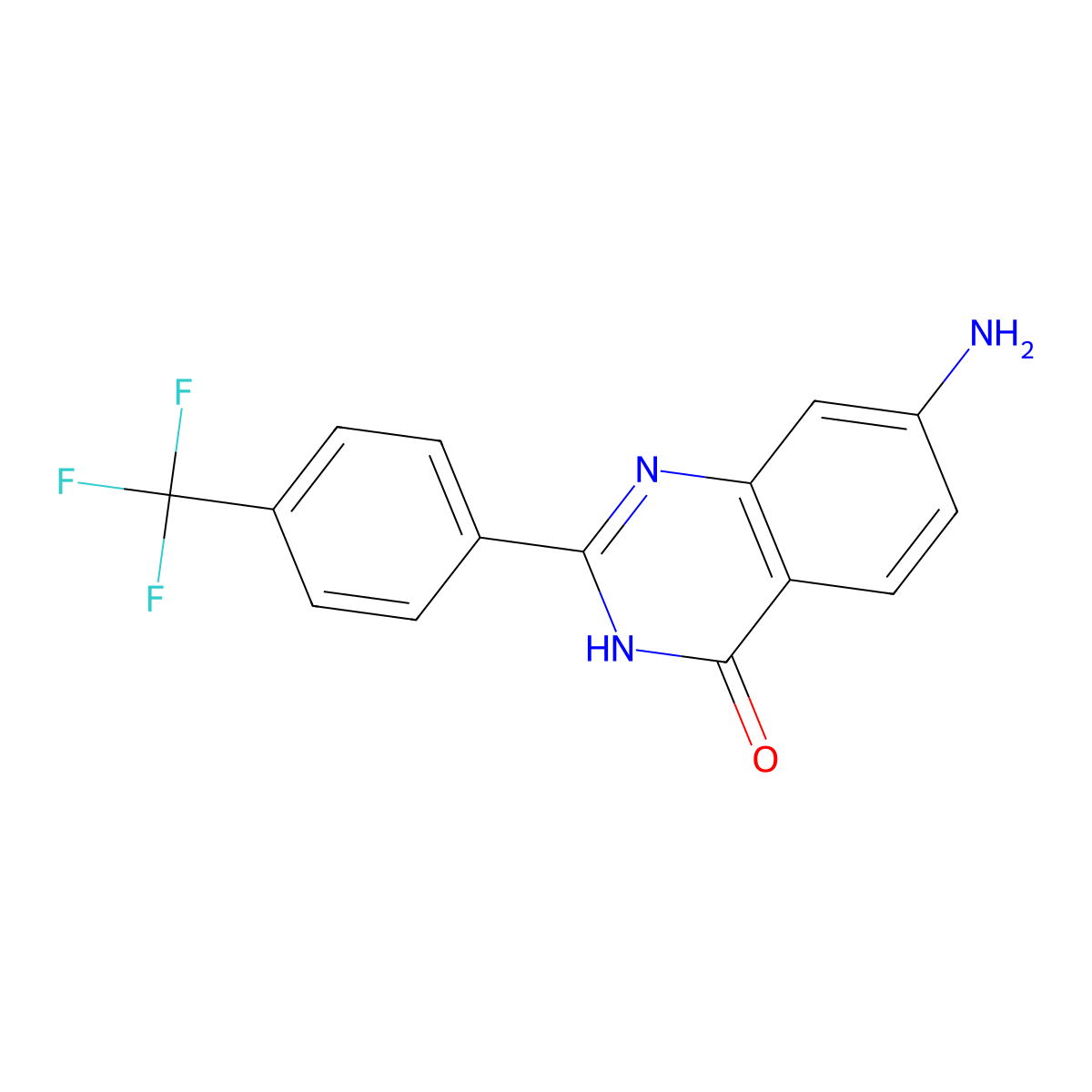 7-amino-2-[4-(trifluoromethyl)phenyl]-3H-quinazolin-4-one molecular structure, CAS 2816914-47-1