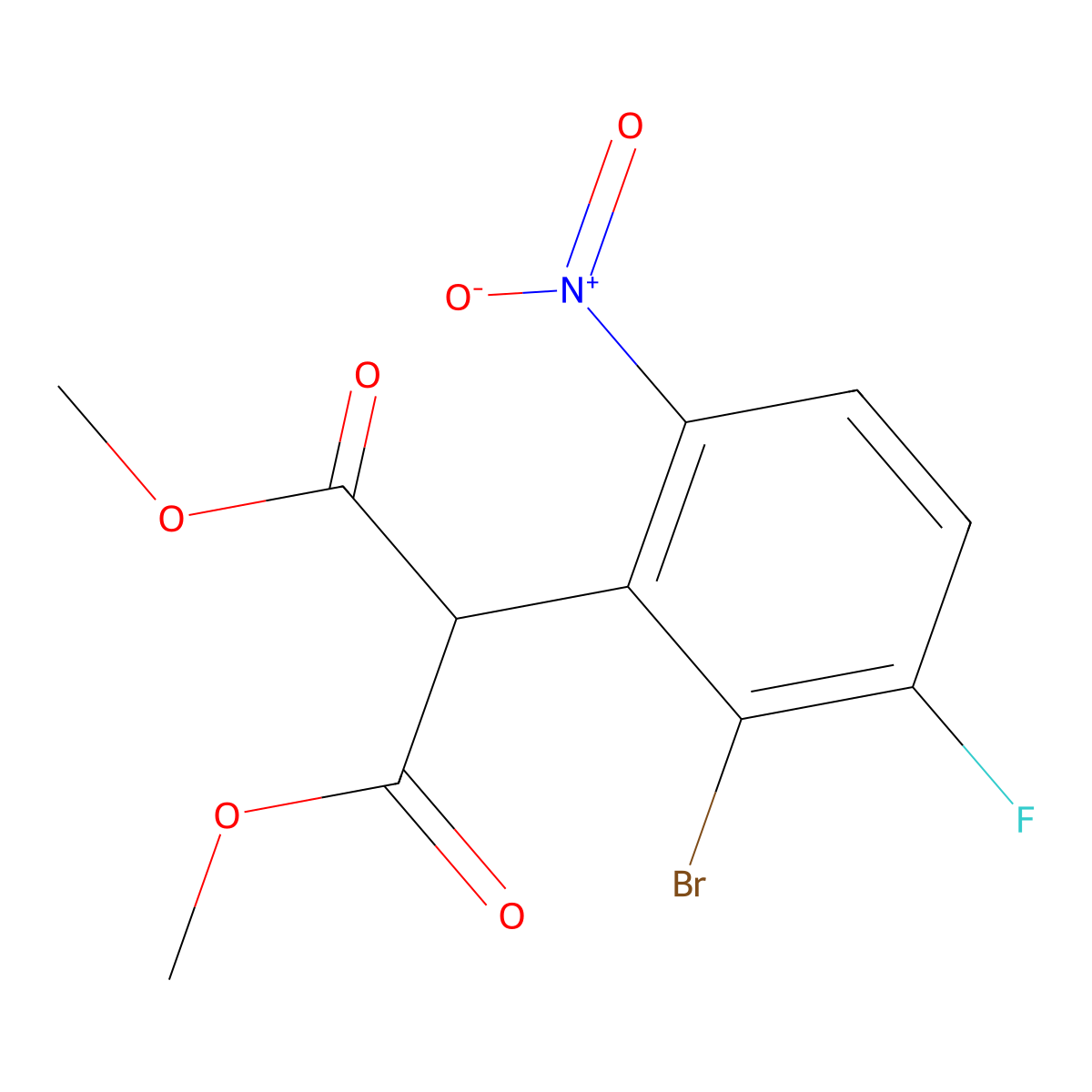 Dimethyl 2-(2-bromo-3-fluoro-6-nitrophenyl)malonate molecular structure, CAS 2816914-56-2