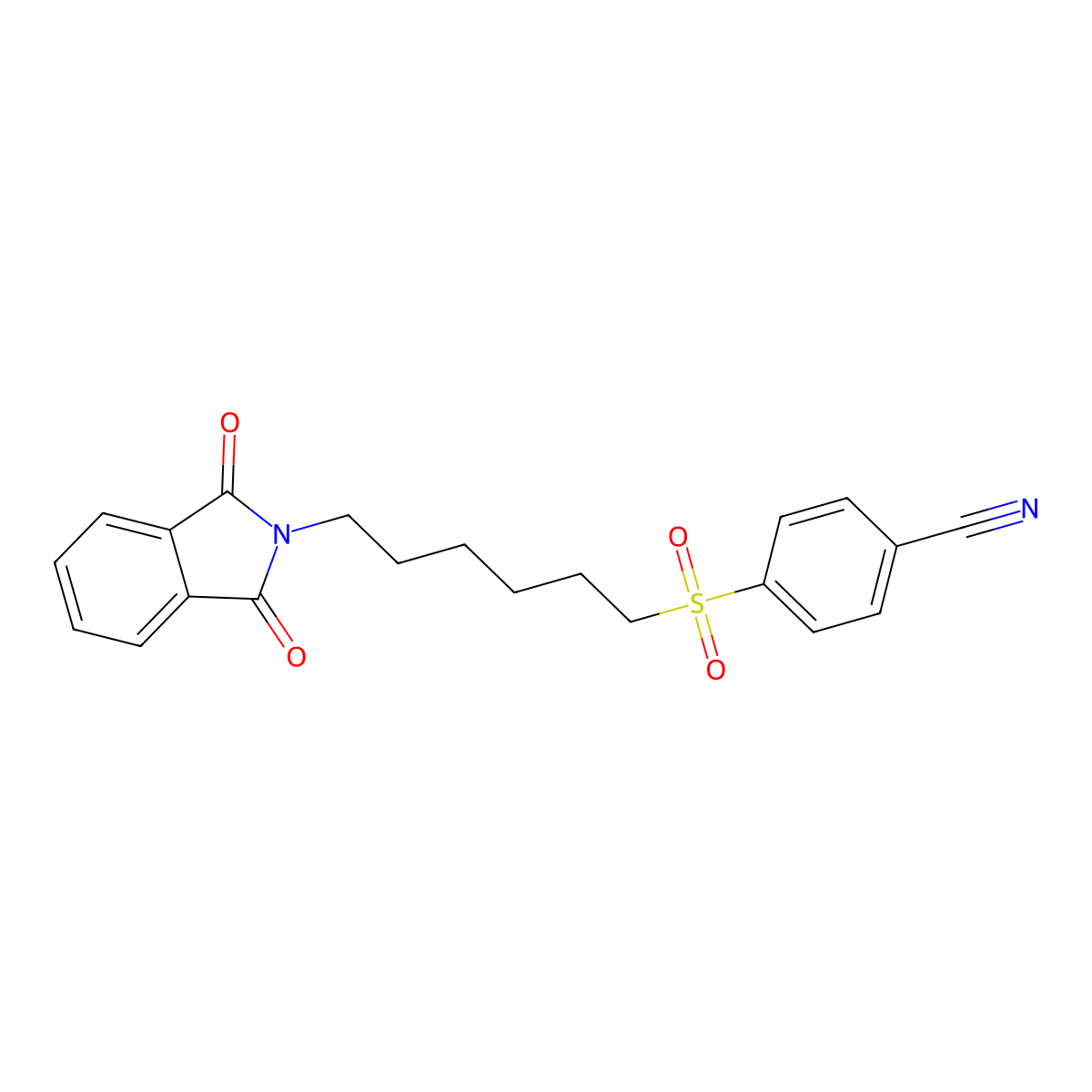 4-[6-(1,3-Dioxoisoindol-2-yl)hexylsulfonyl]benzonitrile molecular structure, CAS 2816914-57-3