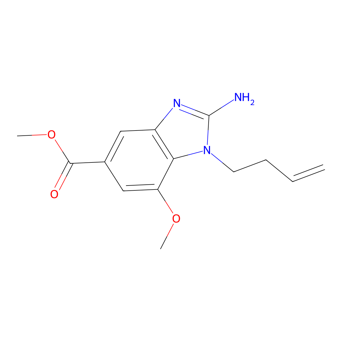 Methyl 2-amino-1-but-3-enyl-7-methoxybenzimidazole-5-carboxylate molecular structure, CAS 2816914-60-8