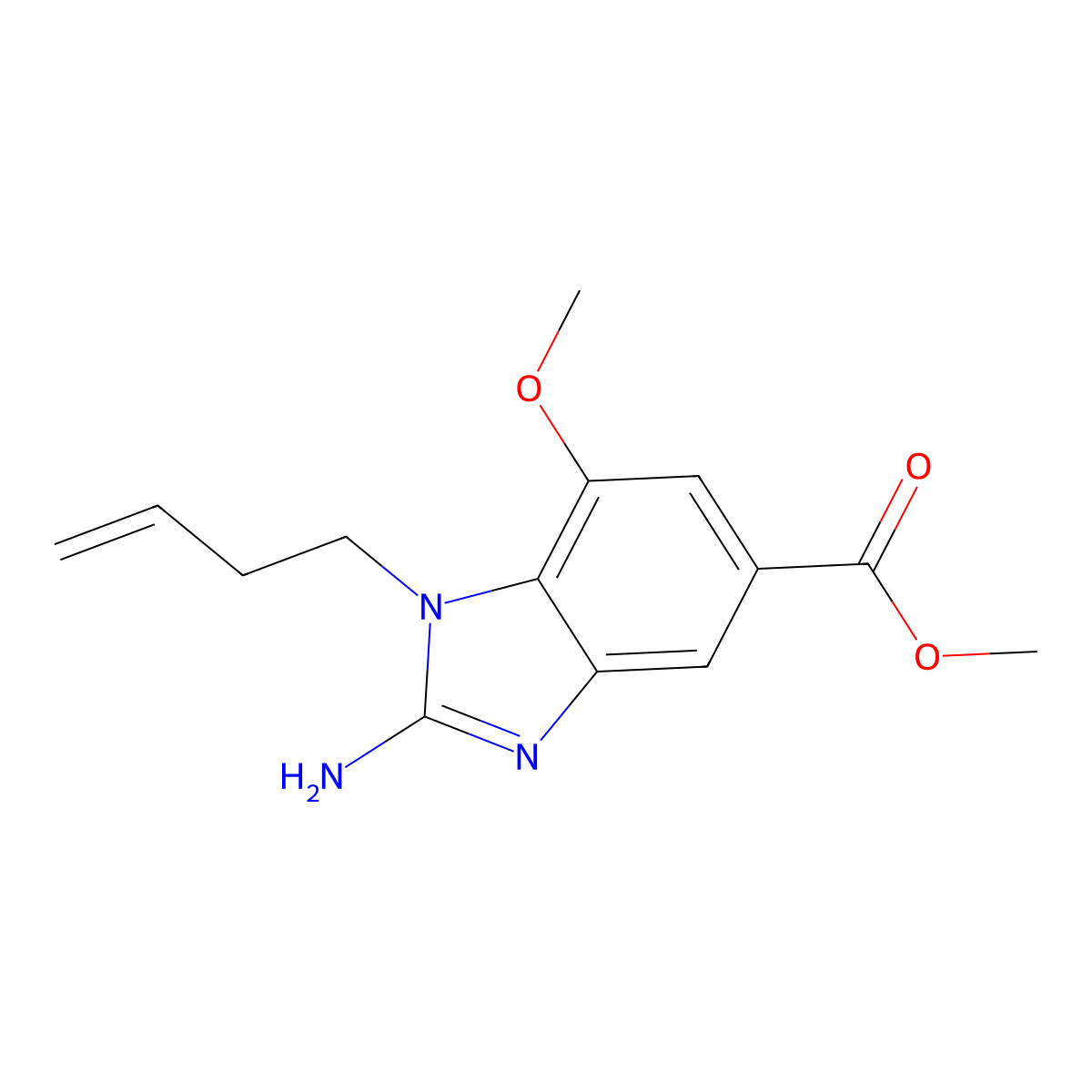 Methyl 2-amino-1-but-3-enyl-7-methoxybenzimidazole-5-carboxylate molecular structure, CAS 2816914-60-8