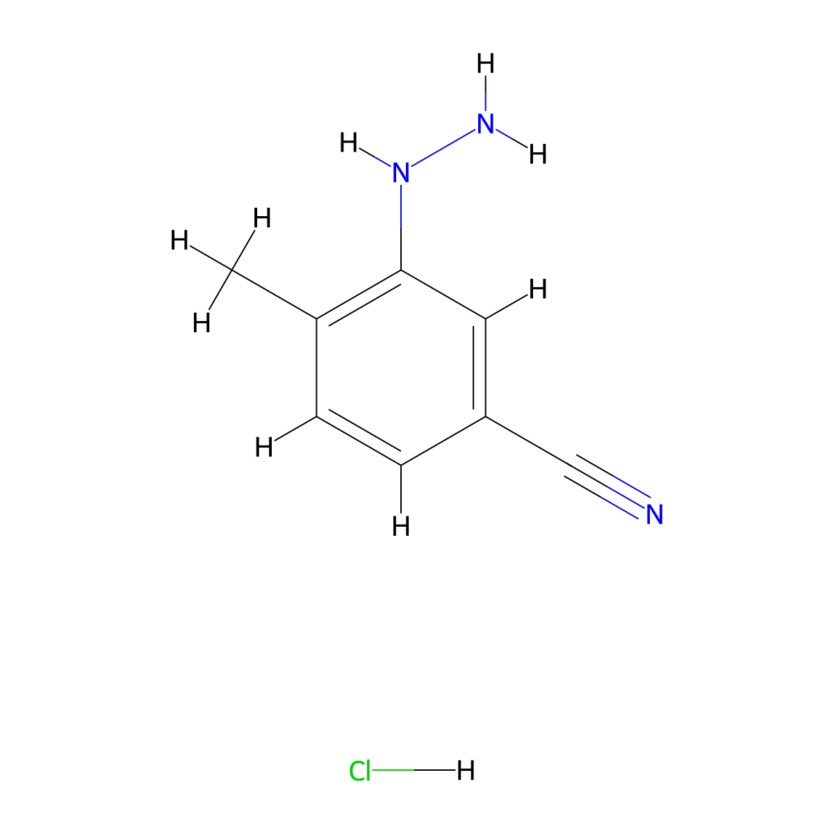 3-Hydrazinyl-4-methylbenzonitrile hydrochloride molecular structure, CAS 2817084-16-3