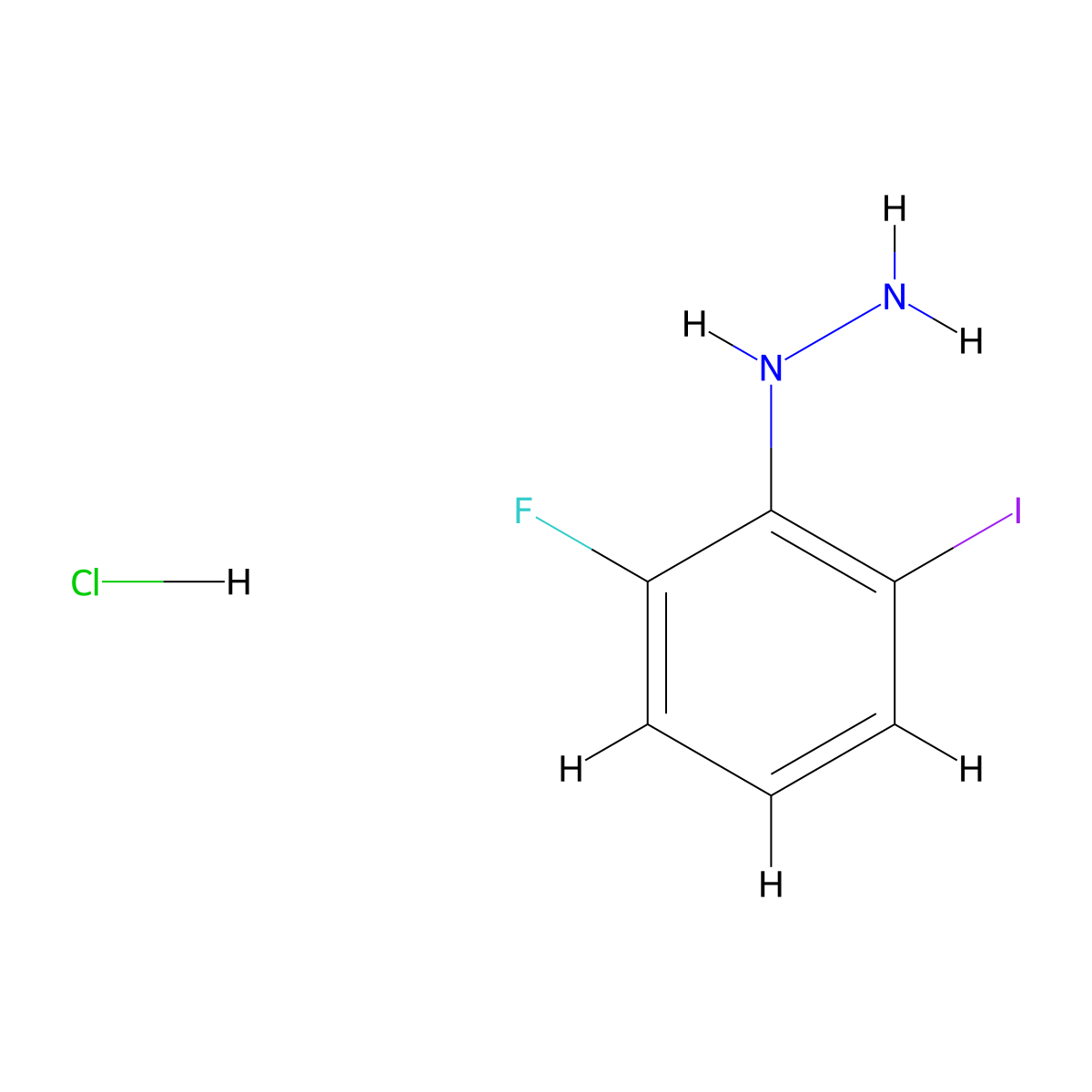 (2-Fluoro-6-iodophenyl)hydrazine hydrochloride molecular structure, CAS 2817135-53-6