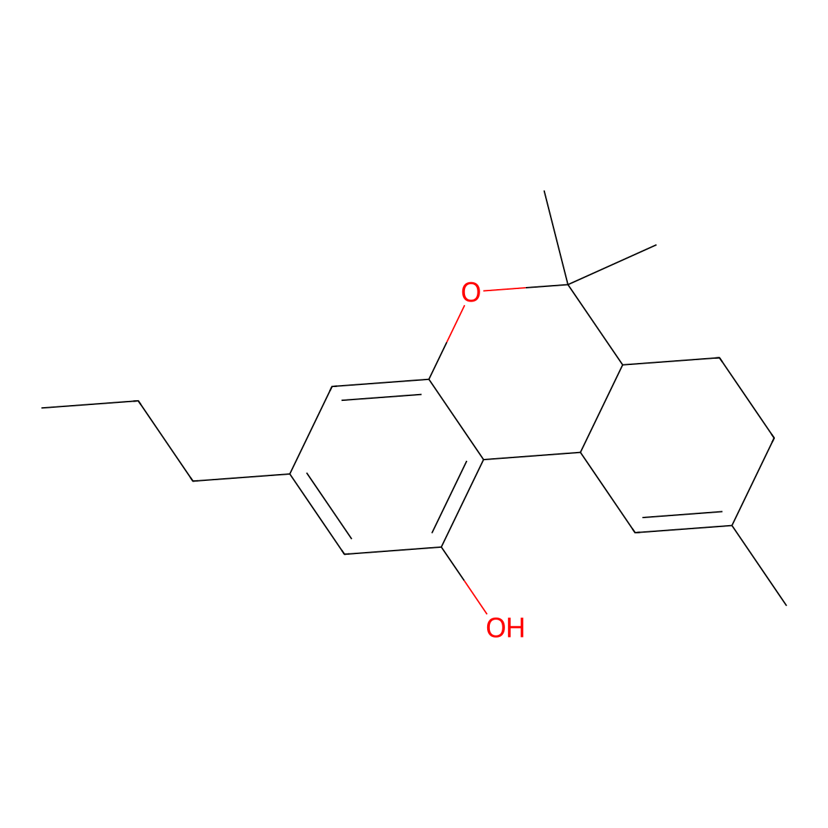 6a,7,8,10a-Tetrahydro-6,6,9-trimethyl-3-propyl-6H-dibenzo(b,d)pyran-1-ol molecular structure, CAS 28172-17-0
