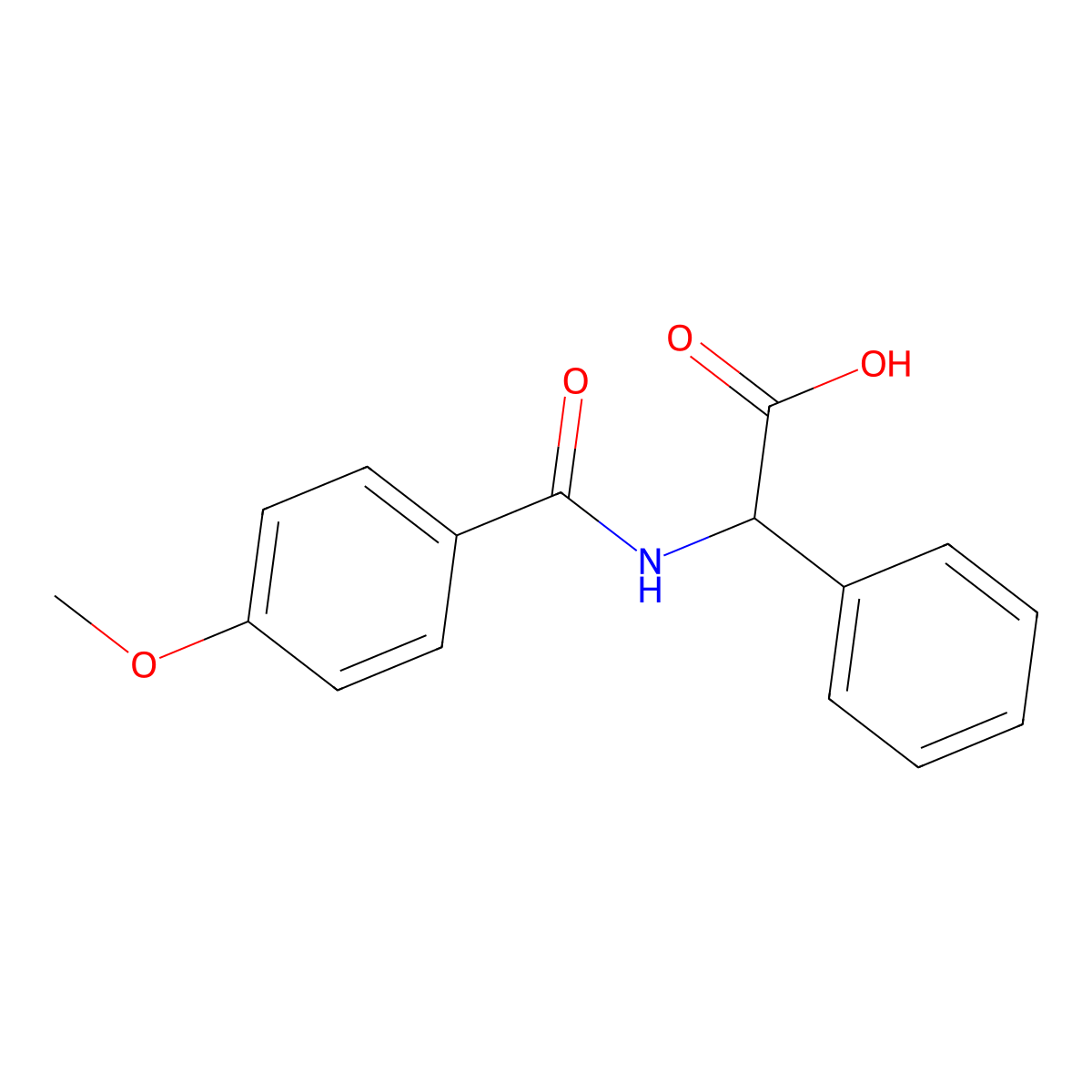 2-[(4-Methoxyphenyl)formamido]-2-phenylacetic acid molecular structure, CAS 28172-53-4