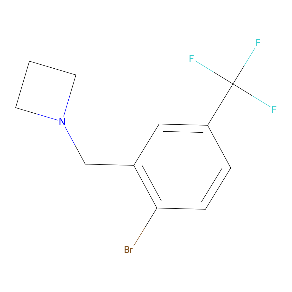 1-(2-Bromo-5-(trifluoromethyl)benzyl)azetidine molecular structure, CAS 2817264-64-3