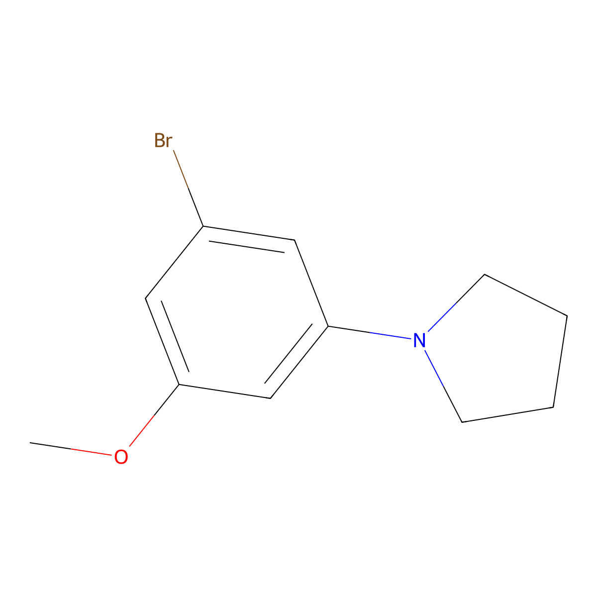 1-(3-Bromo-5-methoxyphenyl)pyrrolidine molecular structure, CAS 2817265-22-6