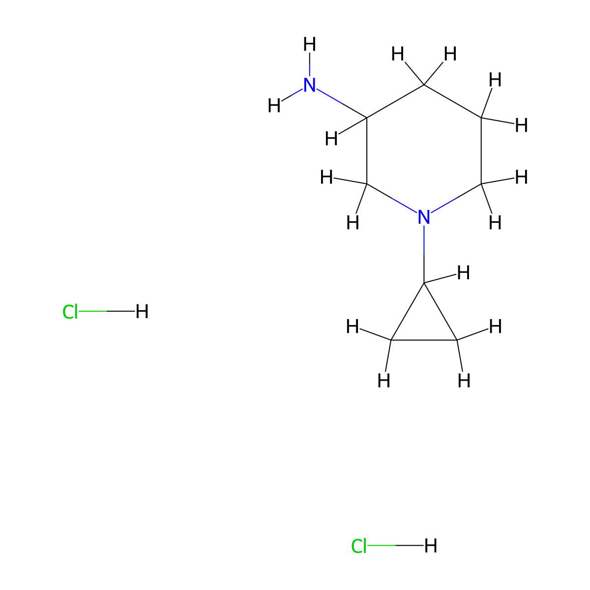 1-Cyclopropylpiperidin-3-amine;dihydrochloride molecular structure, CAS 2817396-99-7