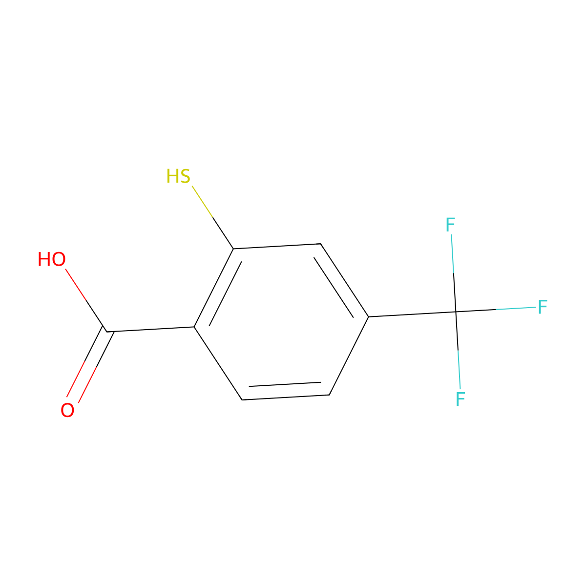 2-Mercapto-4-(trifluoromethyl)benzoic acid molecular structure, CAS 28174-98-3