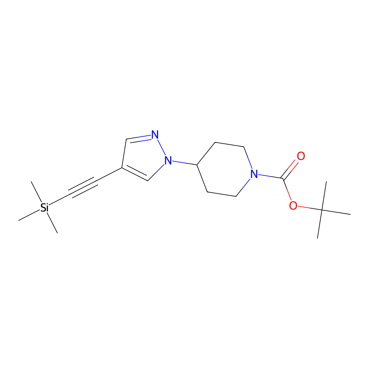 tert-Butyl 4-(4-((trimethylsilyl)ethynyl)-1H-pyrazol-1-yl)piperidine-1-carboxylate molecular structure, CAS 2817618-09-8