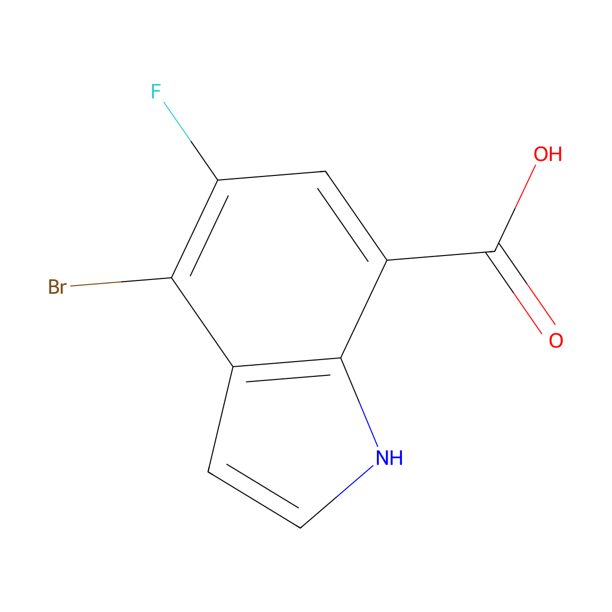 4-Bromo-5-fluoro-1H-indole-7-carboxylic acid molecular structure, CAS 2817654-63-8