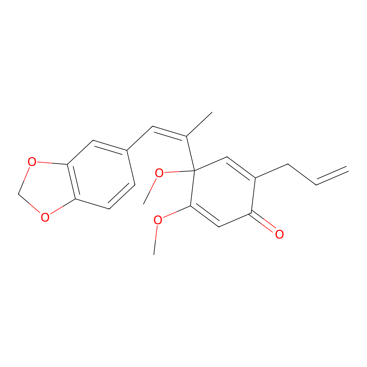 4-((1E)-2-(1,3-Benzodioxol-5-yl)-1-methylethenyl)-4,5-dimethoxy-2-(2-propen-1-yl)-2,5-cyclohexadien-1-one molecular structure, CAS 28178-92-9