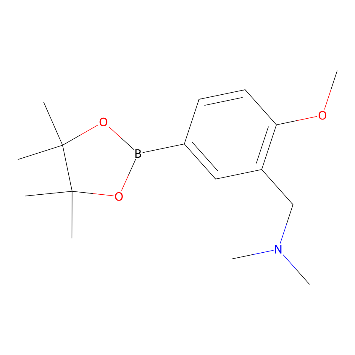 {[2-Methoxy-5-(tetramethyl-1,3,2-dioxaborolan-2-yl)phenyl]methyl}dimethylamine molecular structure, CAS 2817801-77-5
