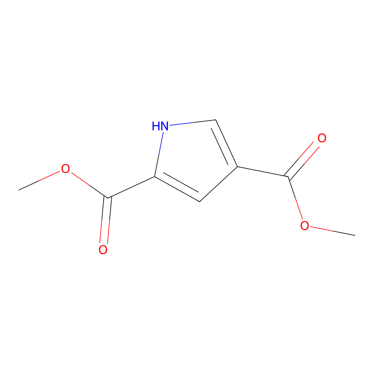 Dimethyl 1H-pyrrole-2,4-dicarboxylate molecular structure, CAS 2818-07-7