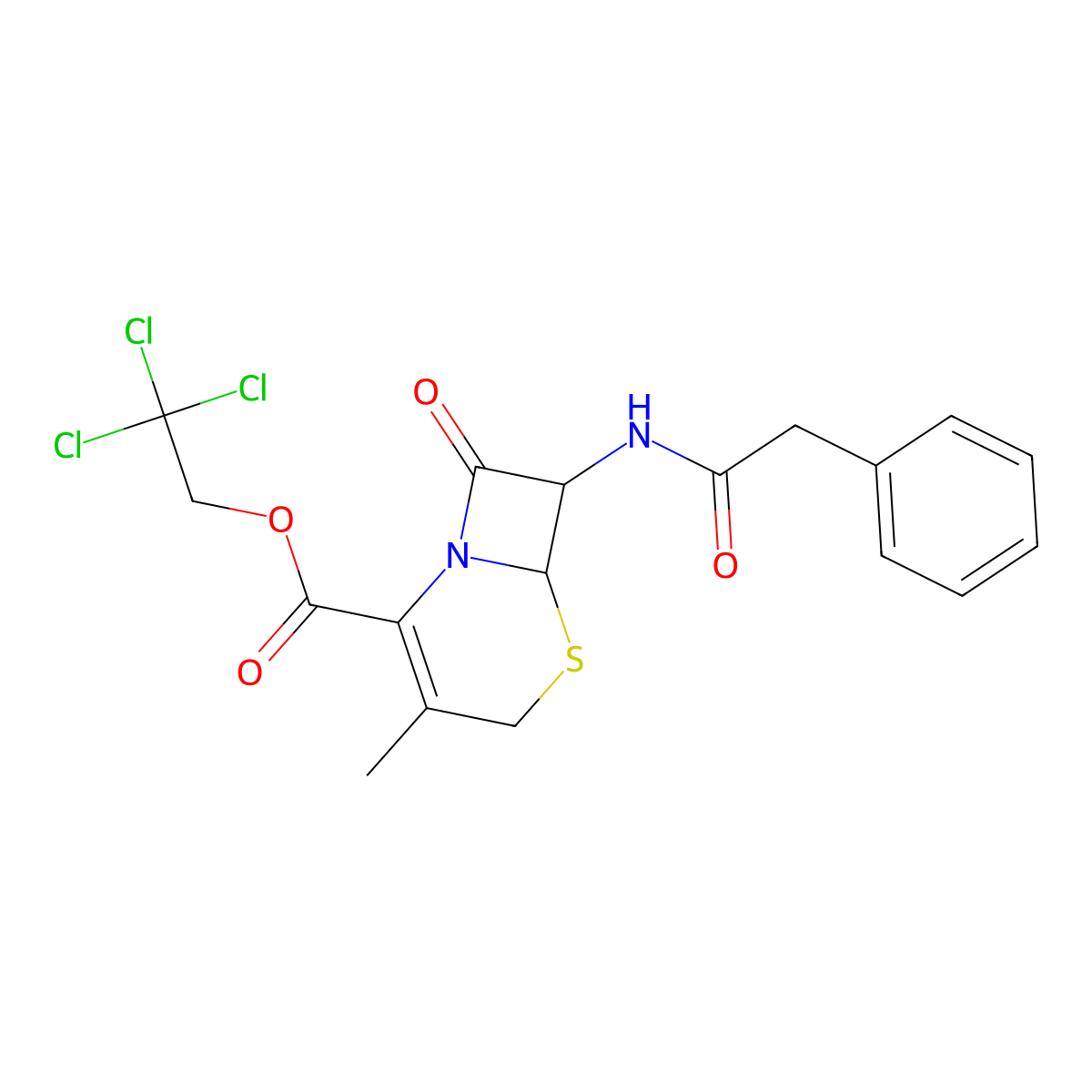 2,2,2-Trichloroethyl 3-methyl-8-oxo-7-[(phenylacetyl)amino]-5-thia-1-azabicyclo[4.2.0]oct-2-ene-2-carboxylate molecular structure, CAS 28180-80-5
