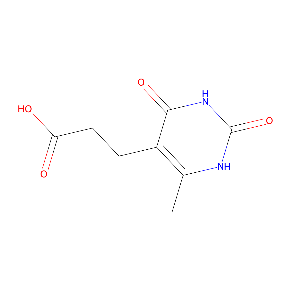 3-(6-Methyl-2,4-dioxo-1,2,3,4-tetrahydropyrimidin-5-yl)propanoic acid molecular structure, CAS 28181-39-7