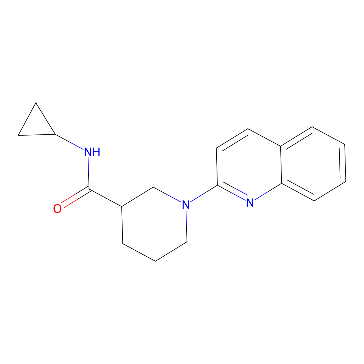 N-cyclopropyl-1-(quinolin-2-yl)piperidine-3-carboxamide molecular structure, CAS 2818184-48-2