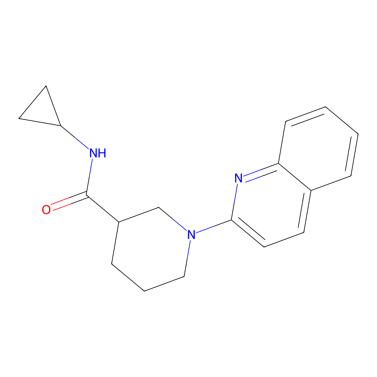 N-cyclopropyl-1-(quinolin-2-yl)piperidine-3-carboxamide molecular structure, CAS 2818184-48-2
