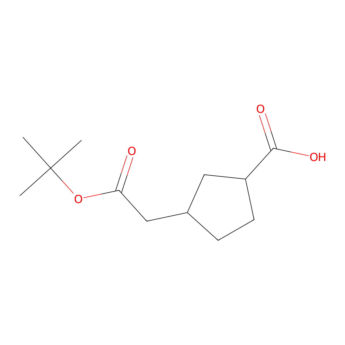 3-(2-(tert-Butoxy)-2-oxoethyl)cyclopentanecarboxylic acid molecular structure, CAS 2818275-58-8