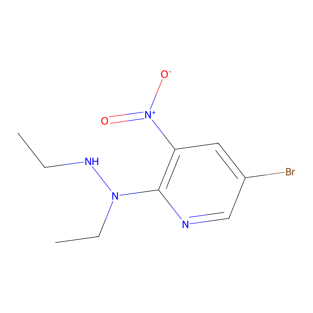 5-Bromo-2-(1,2-diethylhydrazineyl)-3-nitropyridine molecular structure, CAS 2818333-13-8