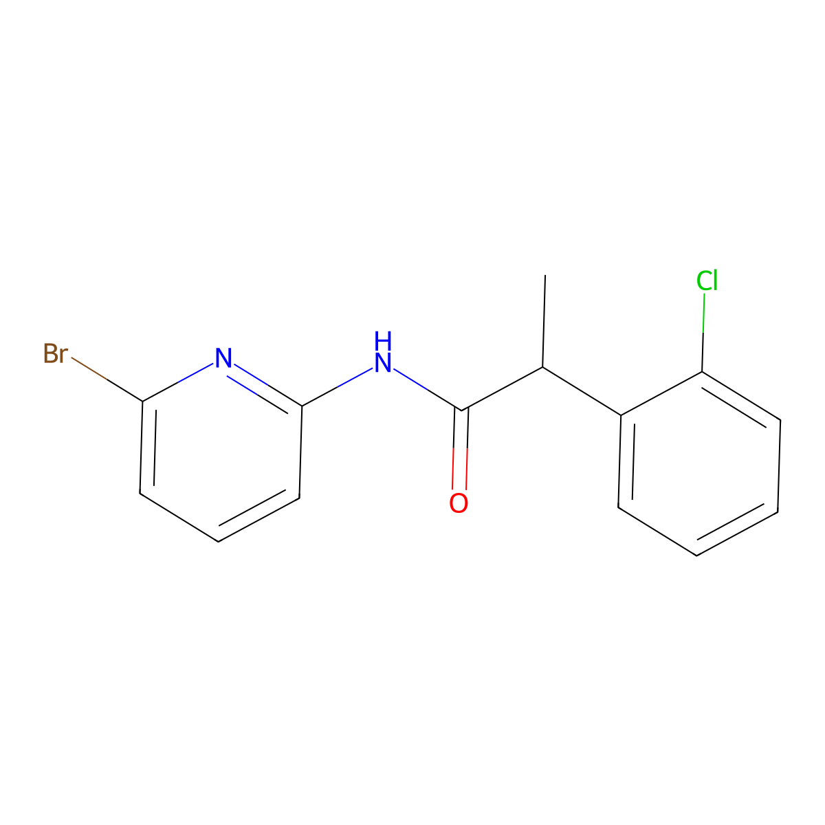N-(6-bromopyridin-2-yl)-2-(2-chlorophenyl)propanamide molecular structure, CAS 2818333-34-3