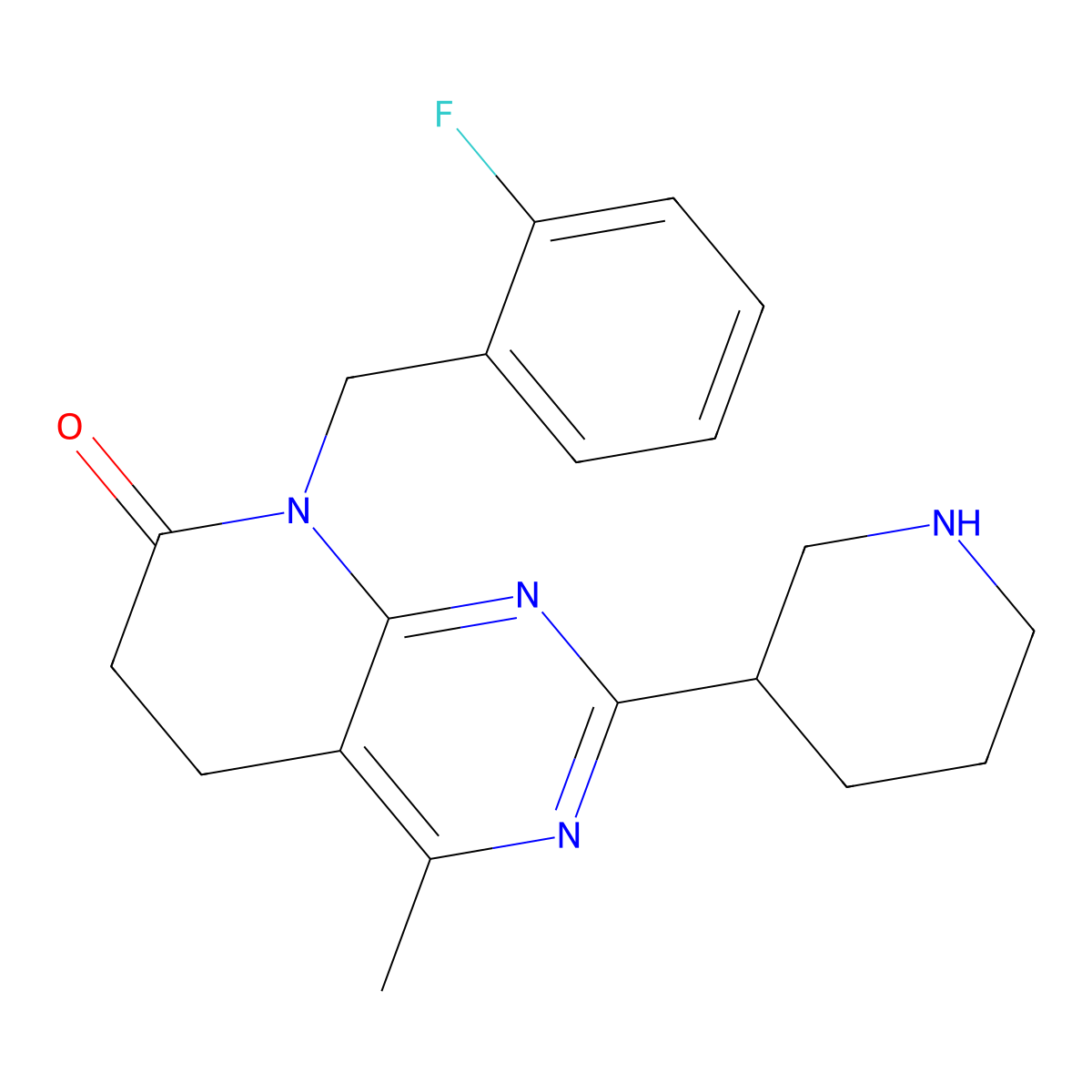 8-[(2-fluorophenyl)methyl]-4-methyl-2-(piperidin-3-yl)-5H,6H,7H,8H-pyrido[2,3-d]pyrimidin-7-one molecular structure, CAS 2818340-78-0