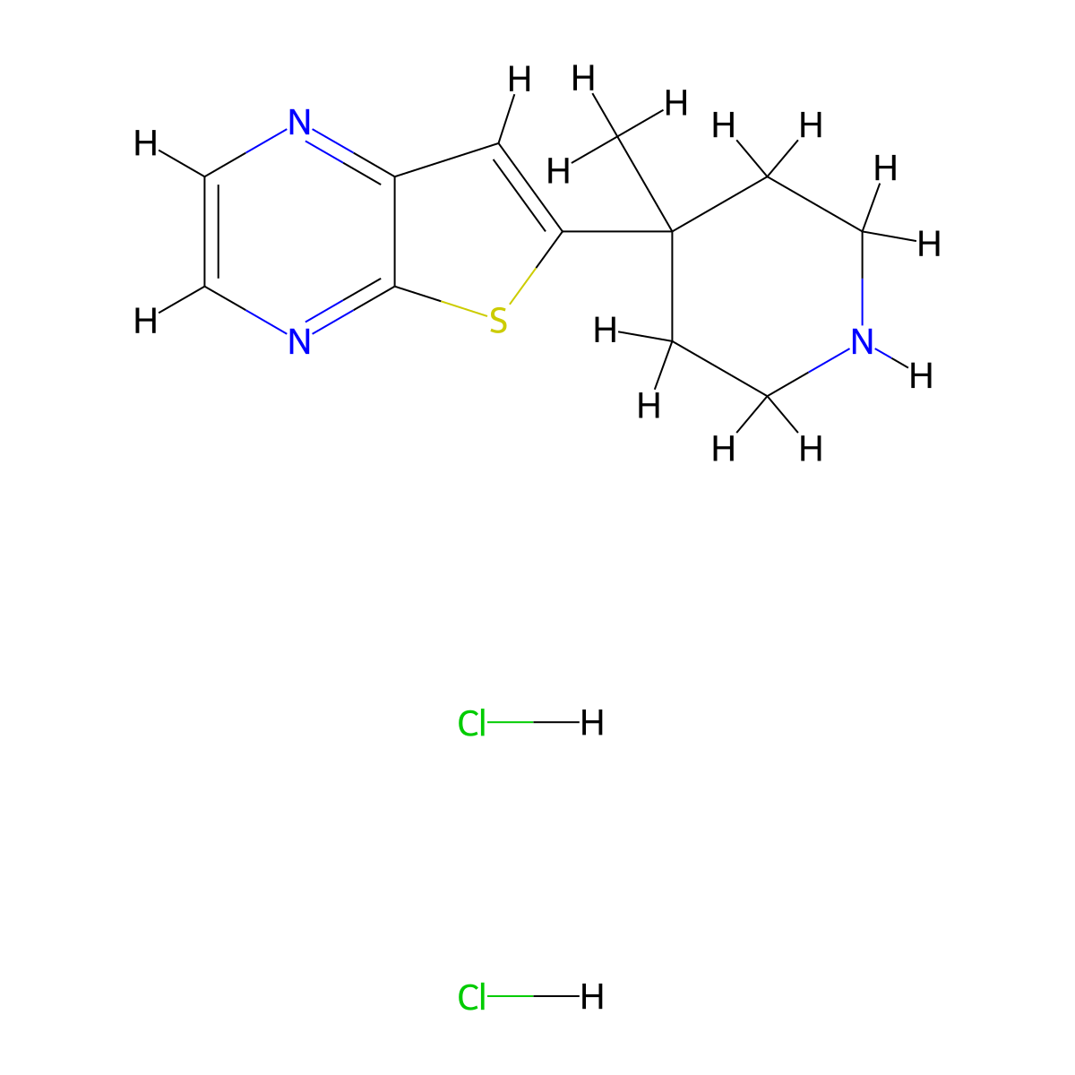 6-(4-Methylpiperidin-4-yl)thieno[2,3-b]pyrazine dihydrochloride molecular structure, CAS 2818340-94-0