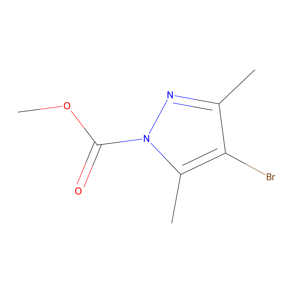Methyl 4-bromo-3,5-dimethyl-1H-pyrazole-1-carboxylate molecular structure, CAS 28188-06-9