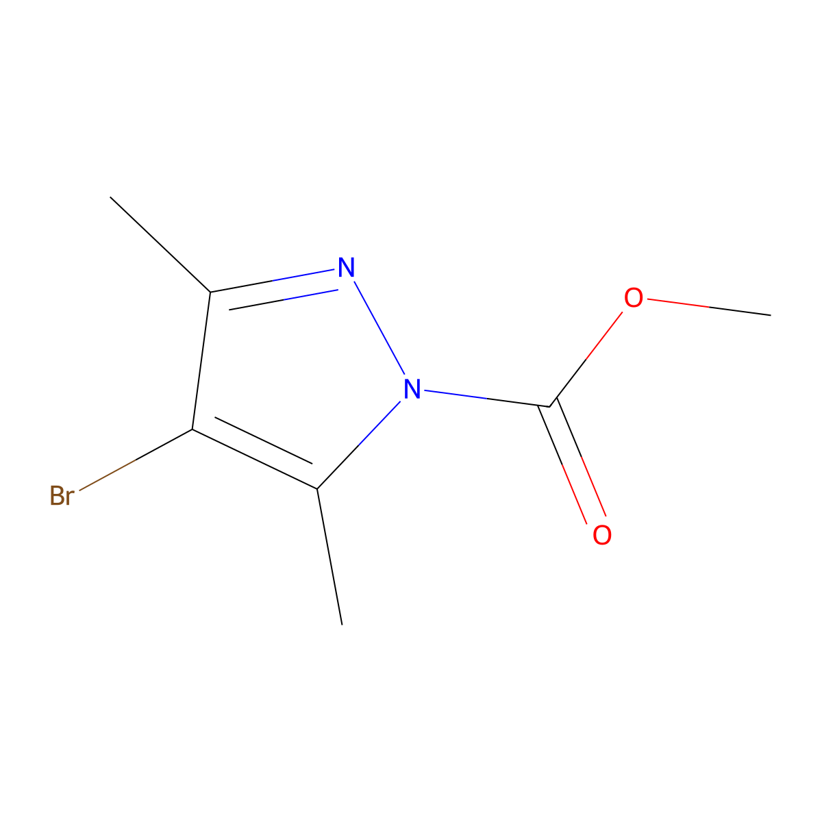 Methyl 4-bromo-3,5-dimethyl-1H-pyrazole-1-carboxylate molecular structure, CAS 28188-06-9
