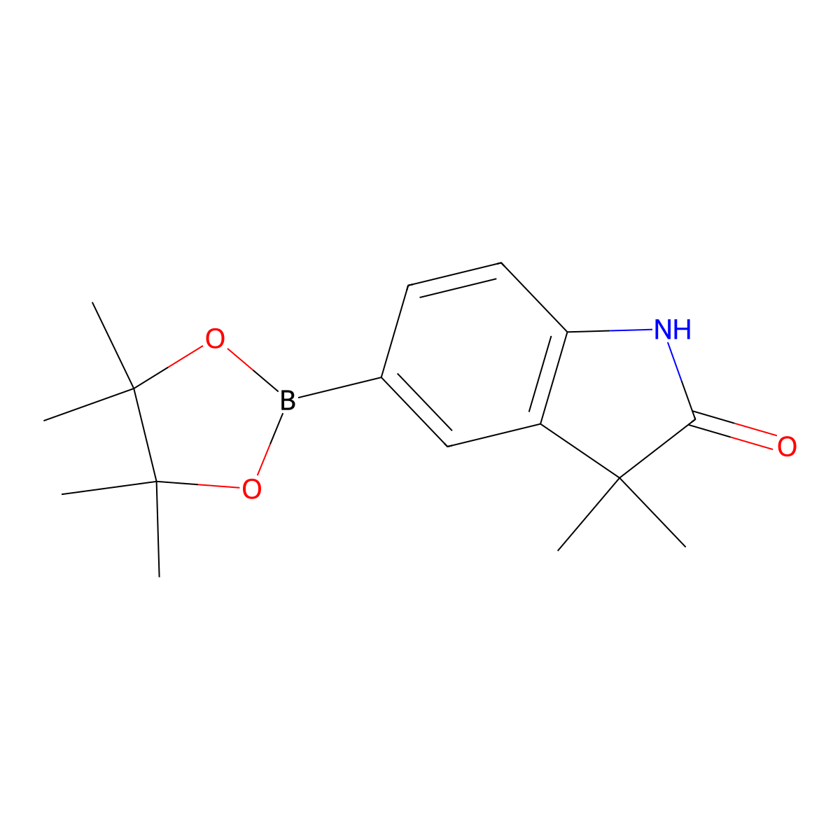 3,3-Dimethyl-5-(4,4,5,5-tetramethyl-1,3,2-dioxaborolan-2-yl)indolin-2-one molecular structure, CAS 2818961-65-6