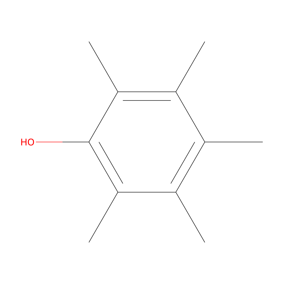 Pentamethylphenol molecular structure, CAS 2819-86-5