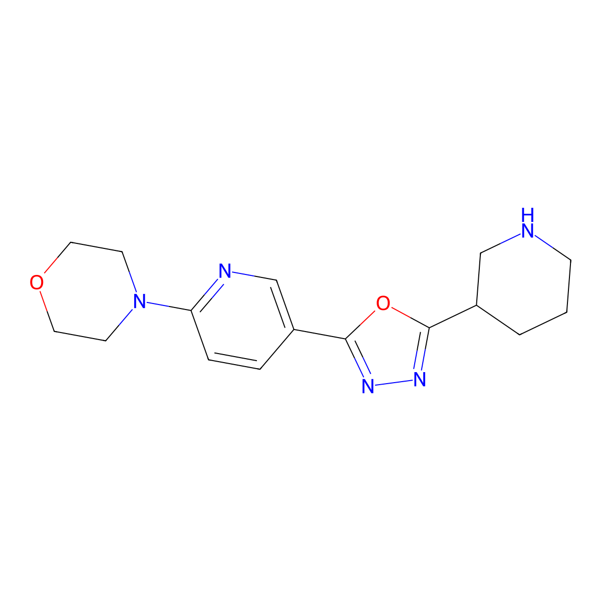 4-(5-(5-(Piperidin-3-yl)-1,3,4-oxadiazol-2-yl)pyridin-2-yl)morpholine molecular structure, CAS 2819277-19-3