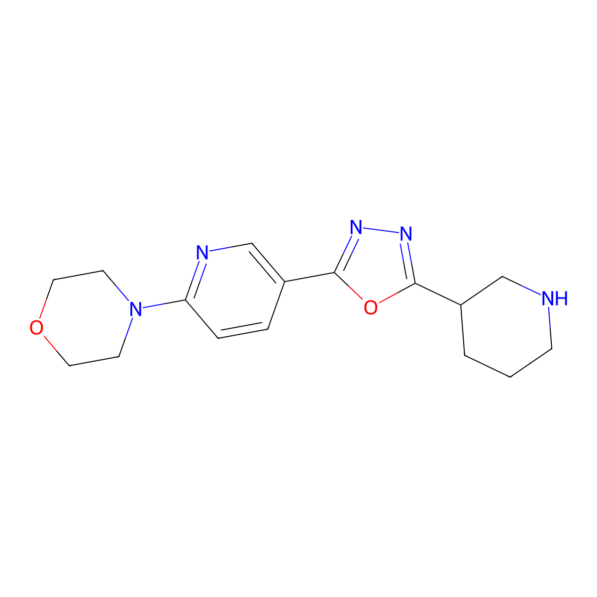 4-(5-(5-(Piperidin-3-yl)-1,3,4-oxadiazol-2-yl)pyridin-2-yl)morpholine molecular structure, CAS 2819277-19-3