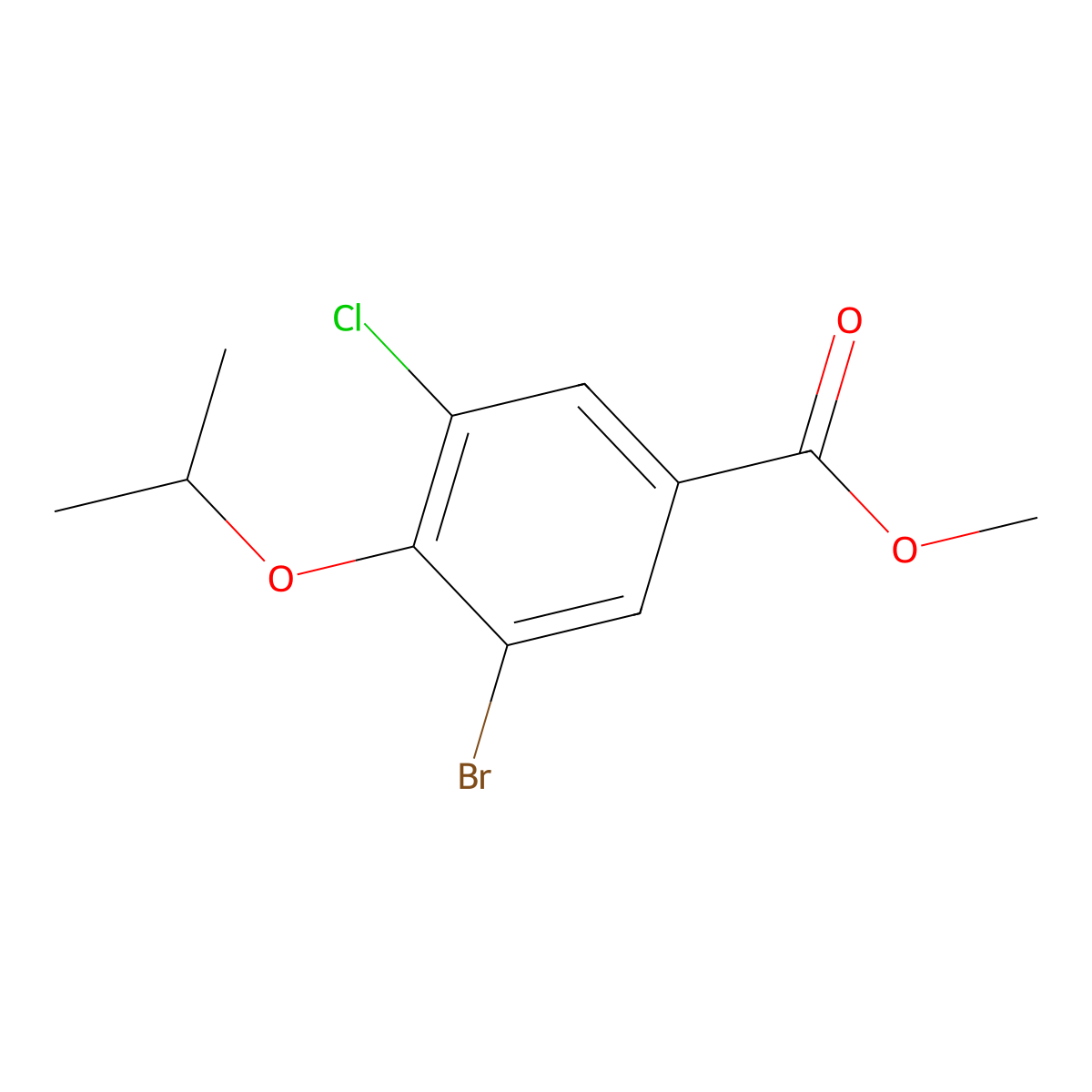 Methyl 3-bromo-5-chloro-4-isopropoxybenzoate molecular structure, CAS 2819278-59-4