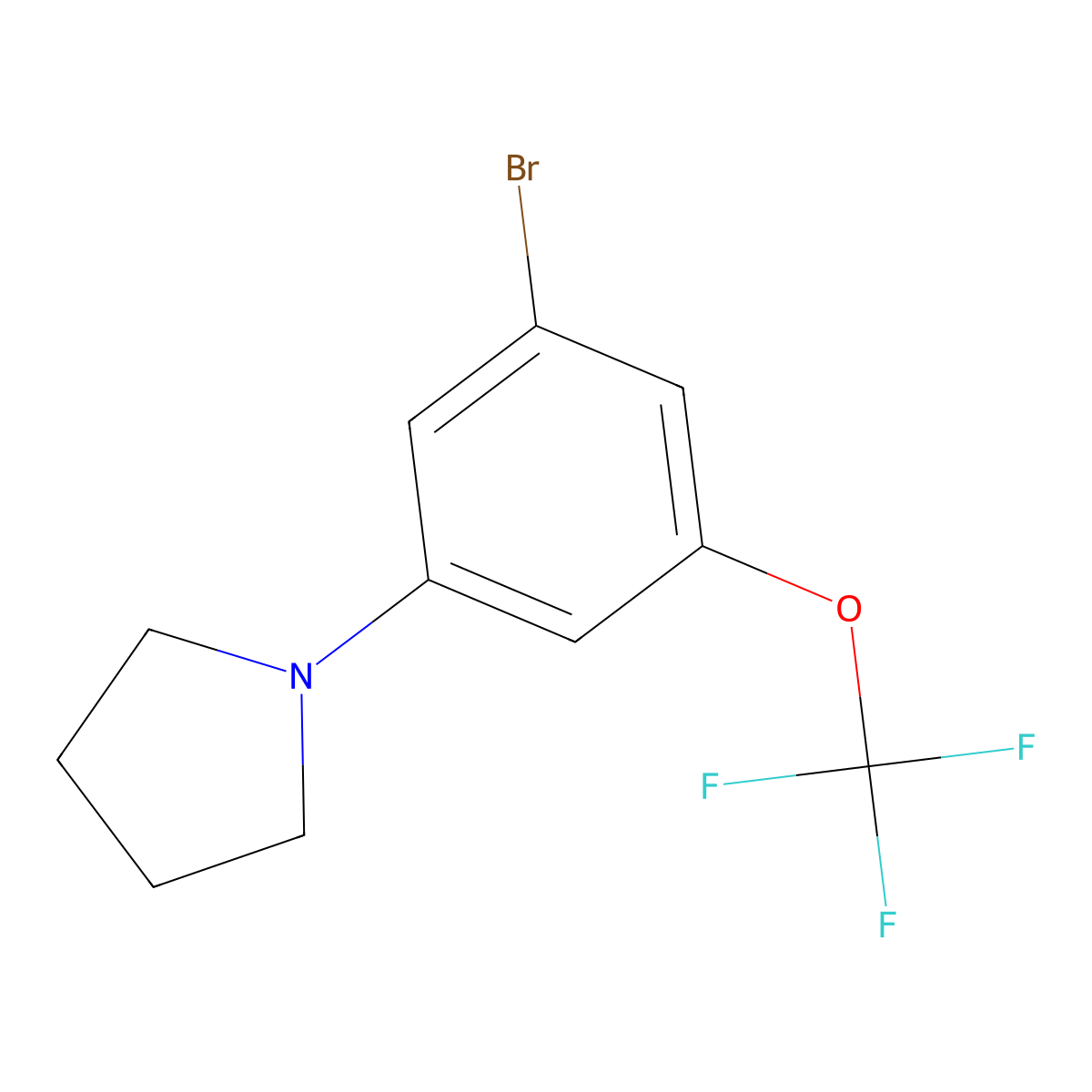 1-[3-Bromo-5-(trifluoromethoxy)phenyl]pyrrolidine molecular structure, CAS 2819278-67-4