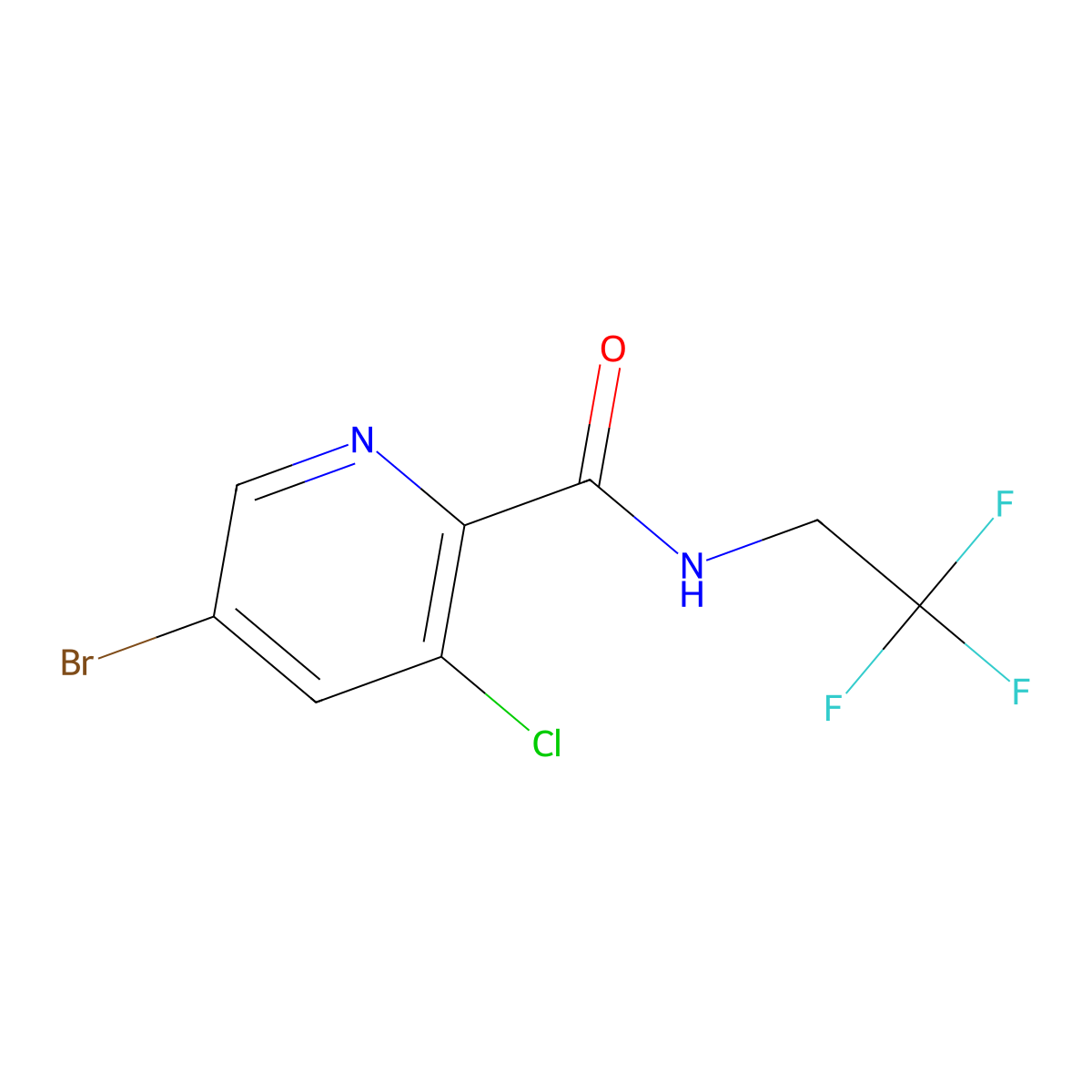 5-Bromo-3-chloro-N-(2,2,2-trifluoroethyl)picolinamide molecular structure, CAS 2819318-44-8
