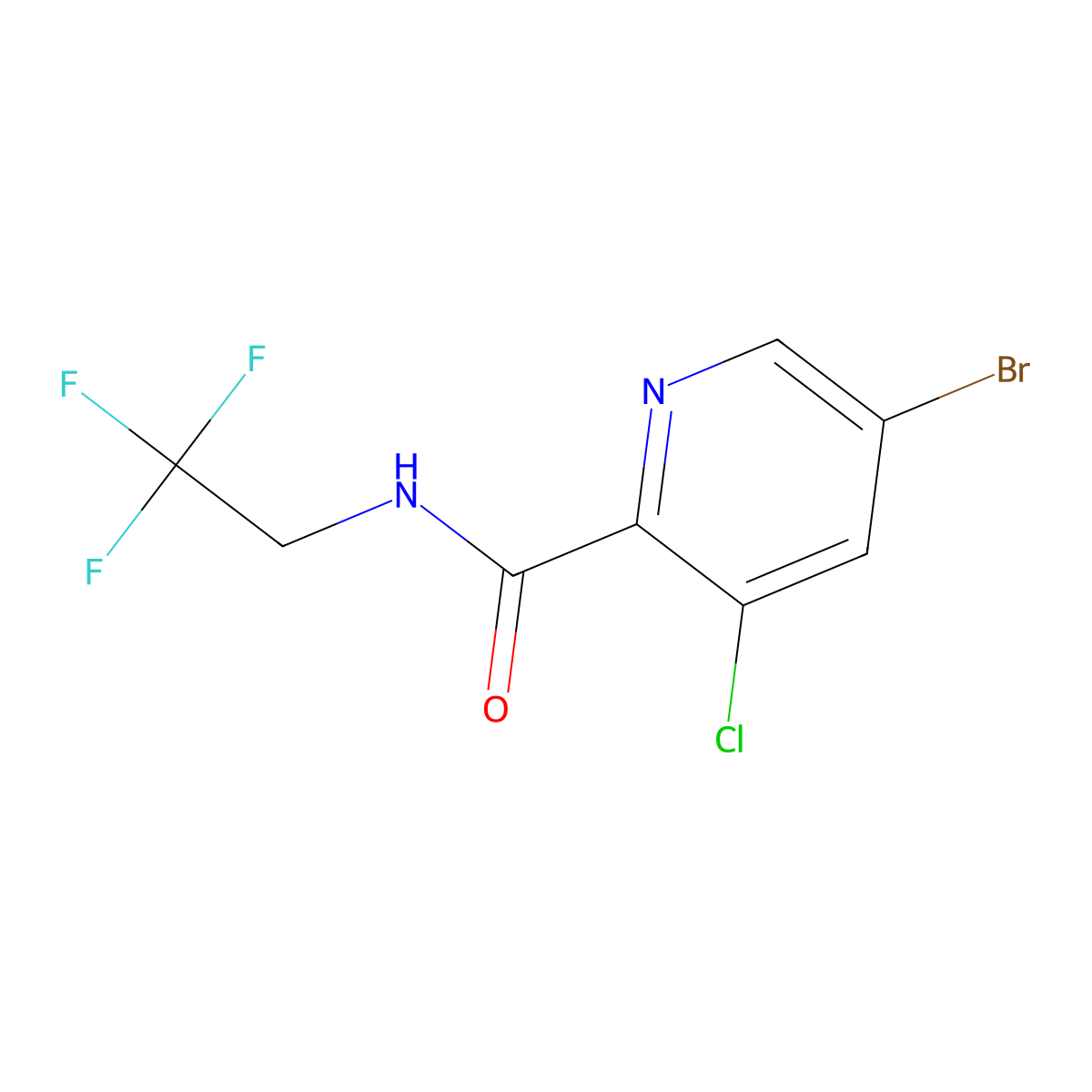 5-Bromo-3-chloro-N-(2,2,2-trifluoroethyl)picolinamide molecular structure, CAS 2819318-44-8