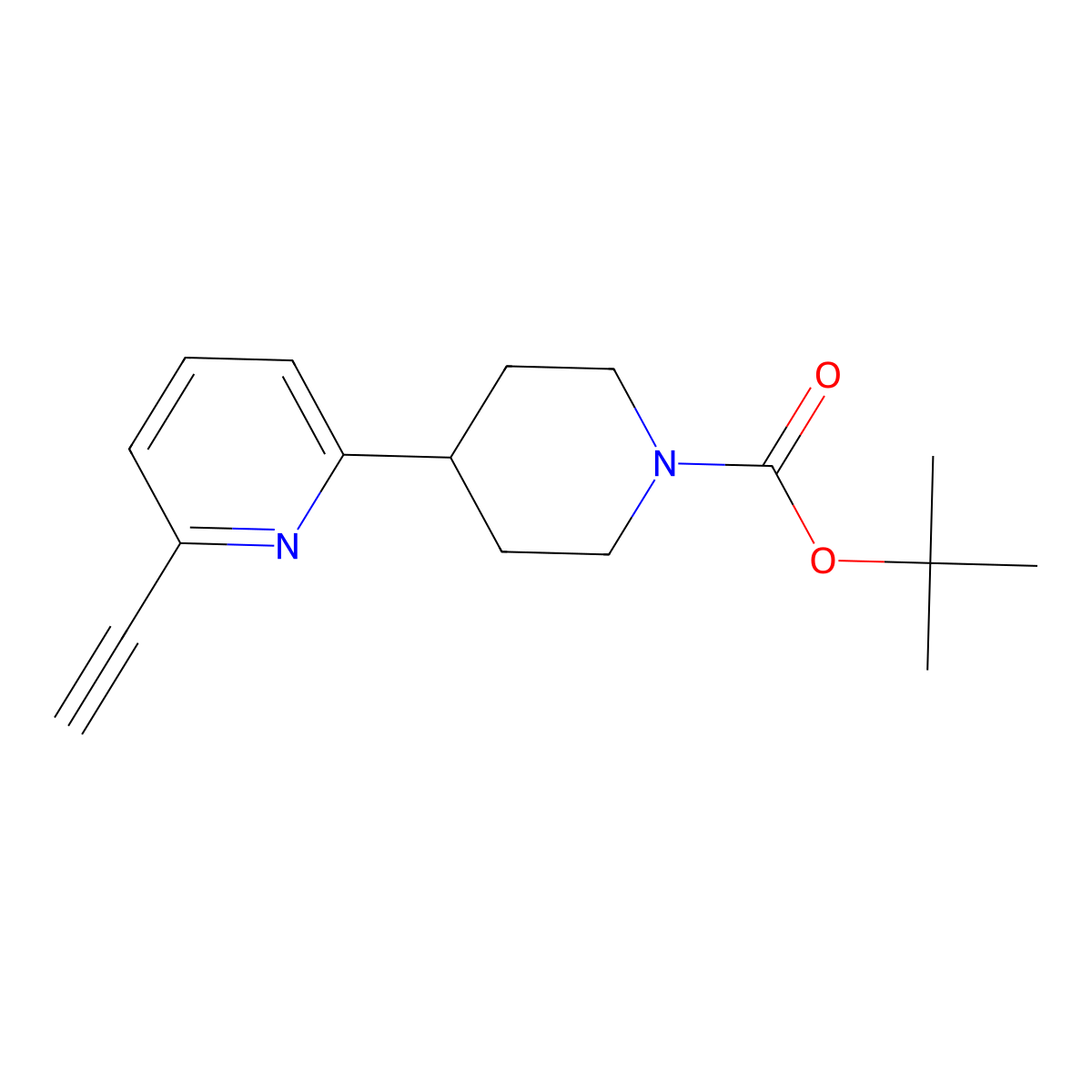 Tert-butyl 4-(6-ethynylpyridin-2-yl)piperidine-1-carboxylate molecular structure, CAS 2819383-76-9