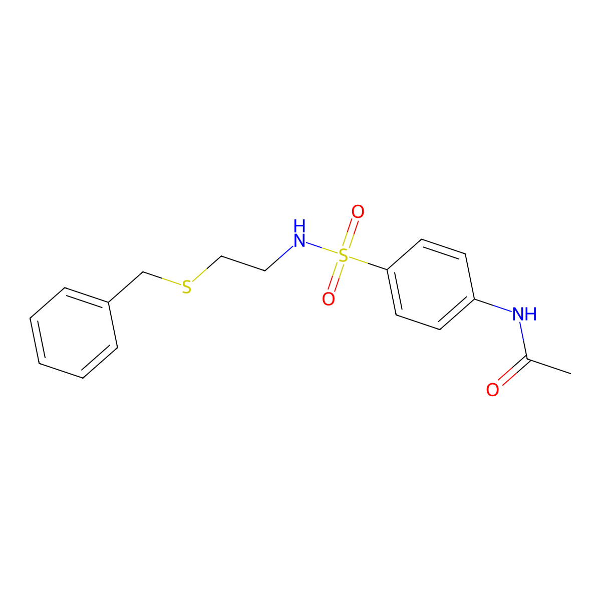 N-[4-(2-benzylsulfanylethylsulfamoyl)phenyl]acetamide molecular structure, CAS 28194-78-7