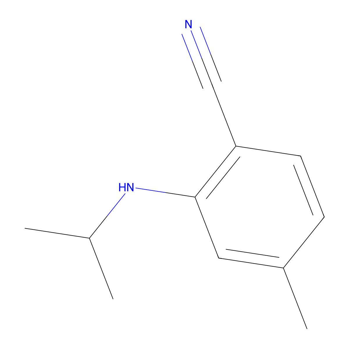 2-Isopropylamino-4-methylbenzonitrile molecular structure, CAS 28195-00-8