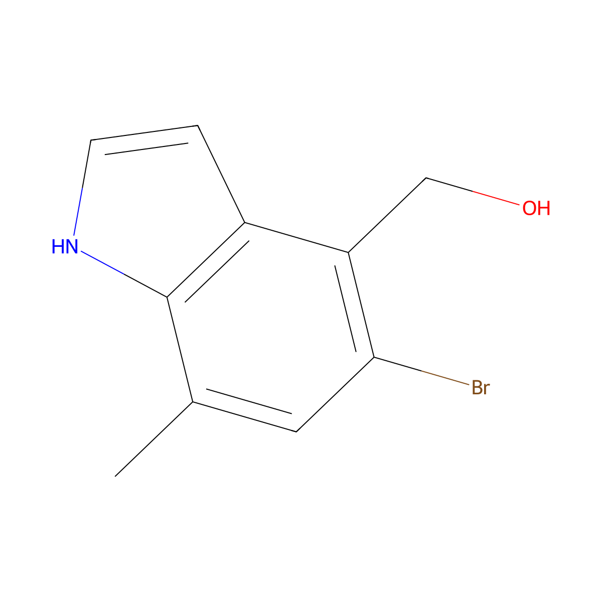 (5-Bromo-7-methyl-1H-indol-4-yl)methanol molecular structure, CAS 2819571-23-6