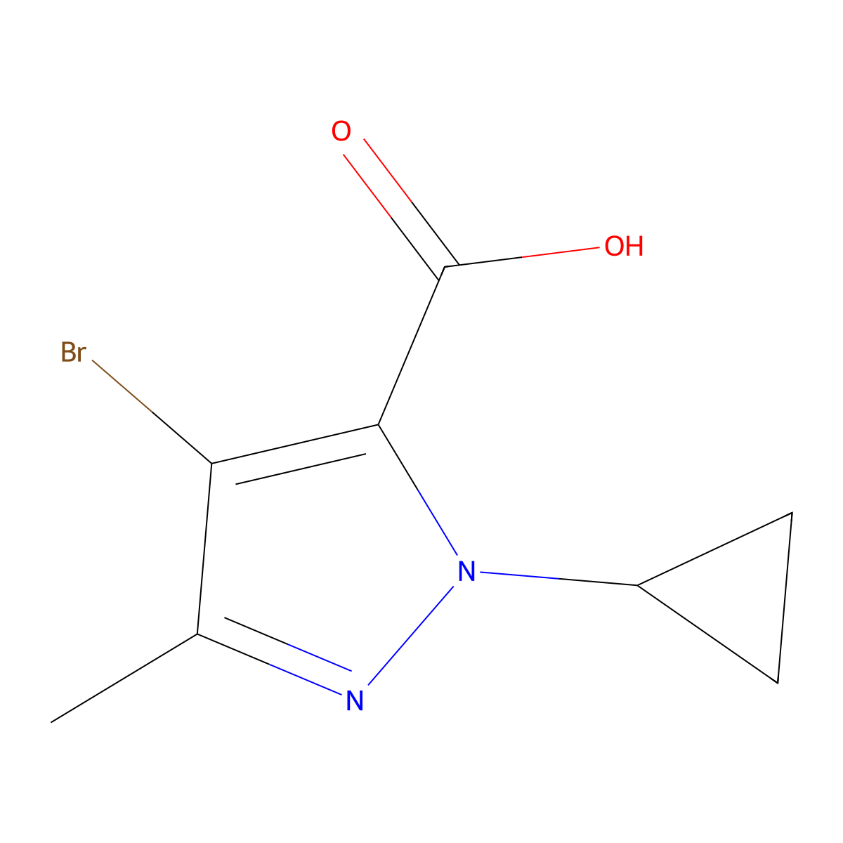 4-bromo-1-cyclopropyl-3-methyl-1H-pyrazole-5-carboxylic acid molecular structure, CAS 2819648-46-7