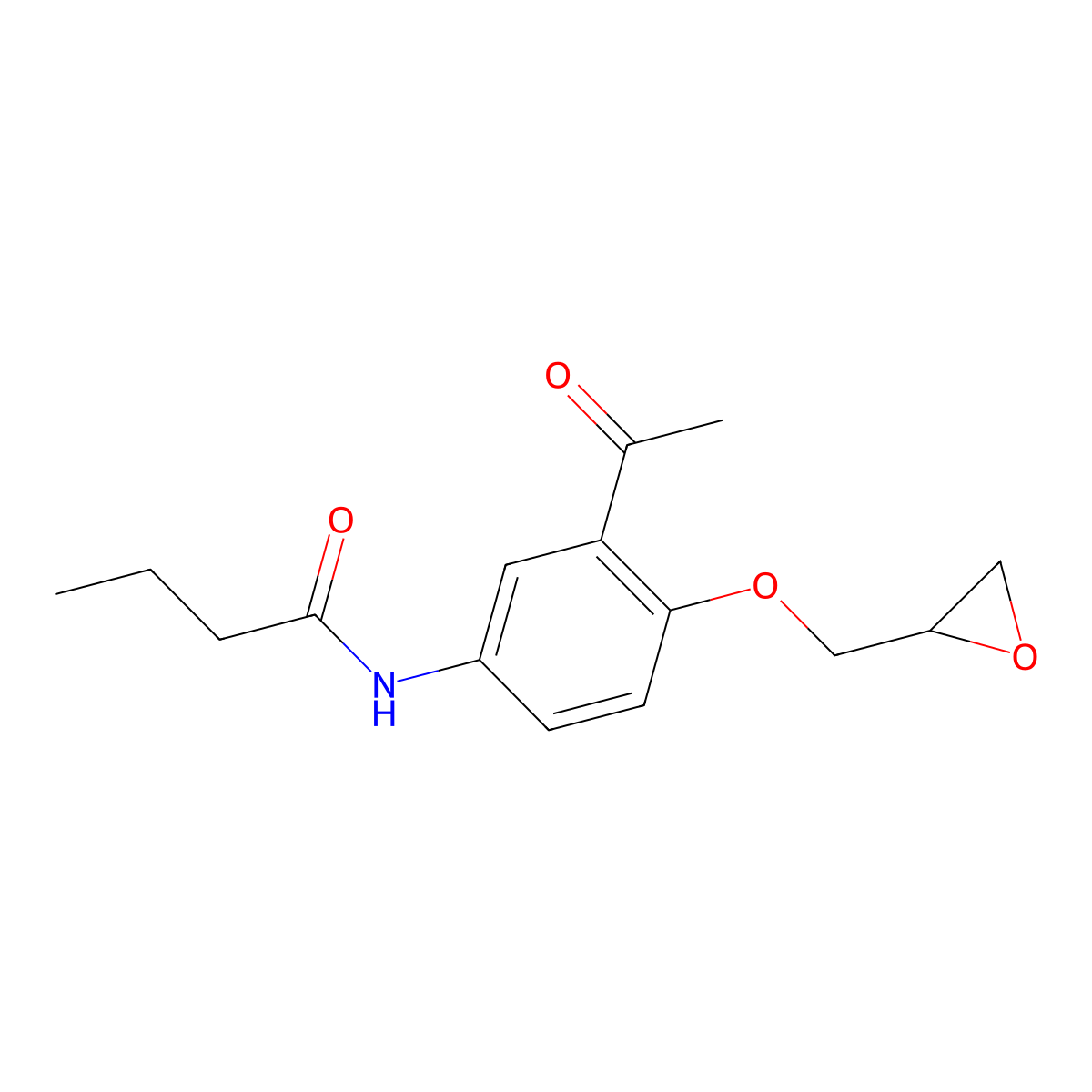 N-(3-acetyl-4-(oxiranylmethoxy)phenyl)butyramide molecular structure, CAS 28197-66-2