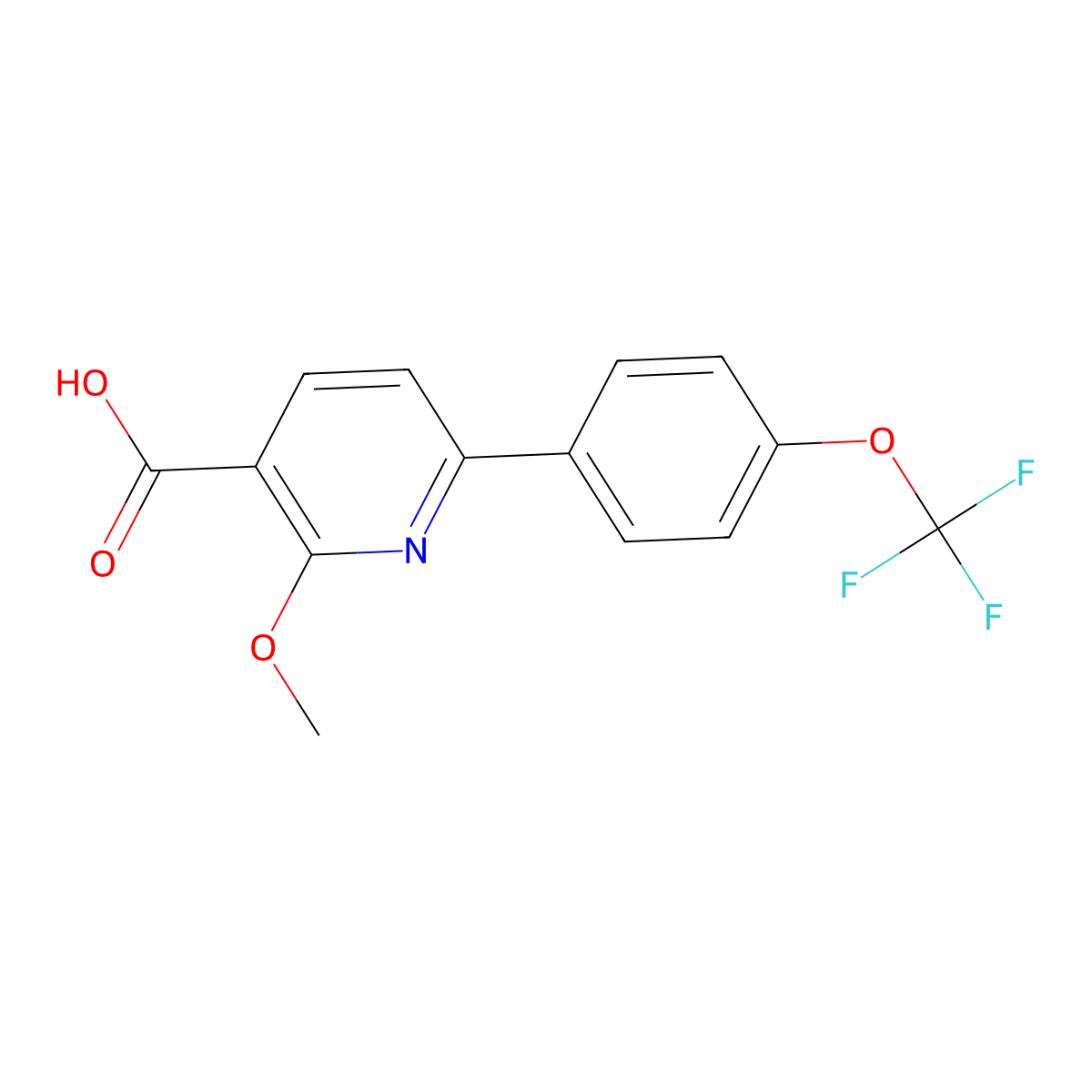 2-Methoxy-6-(4-(trifluoromethoxy)phenyl)nicotinic acid molecular structure, CAS 2819704-73-7