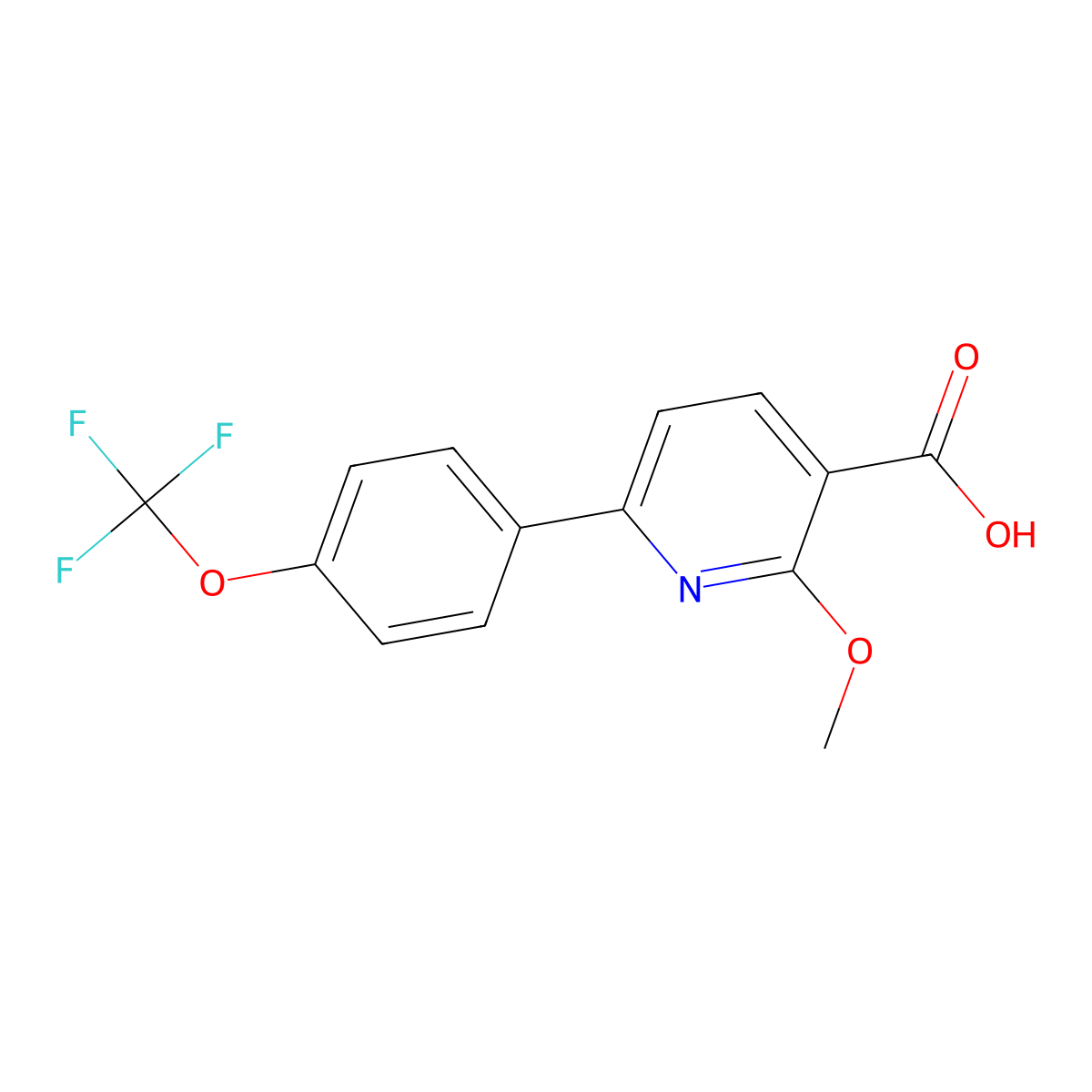 2-Methoxy-6-(4-(trifluoromethoxy)phenyl)nicotinic acid molecular structure, CAS 2819704-73-7
