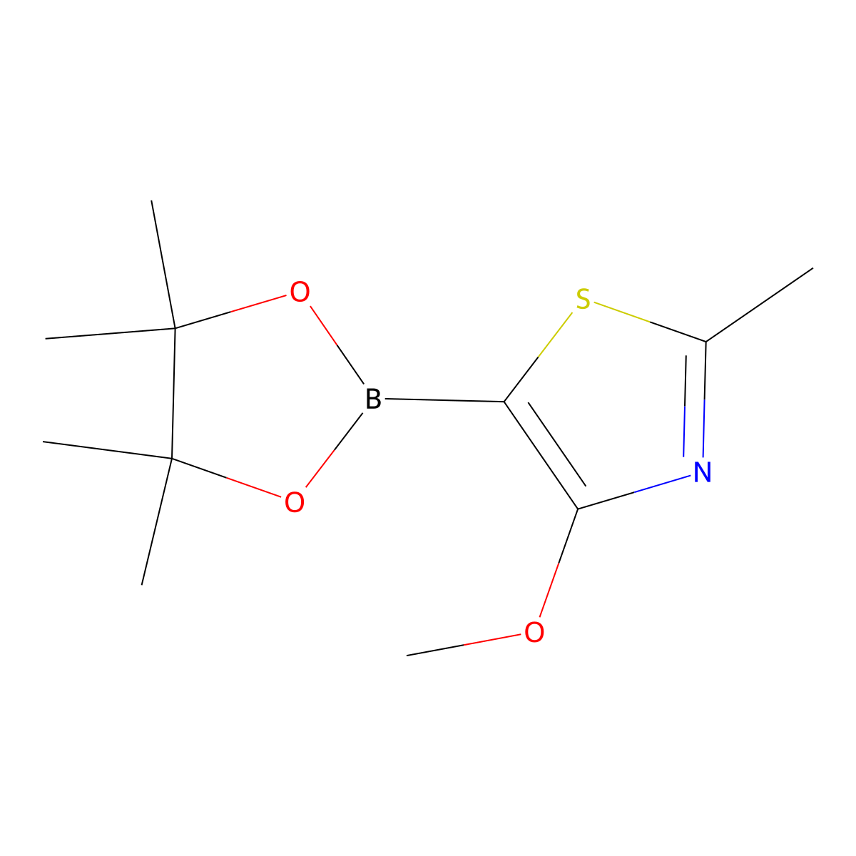 4-Methoxy-2-methyl-5-(4,4,5,5-tetramethyl-1,3,2-dioxaborolan-2-yl)thiazole molecular structure, CAS 2819706-00-6