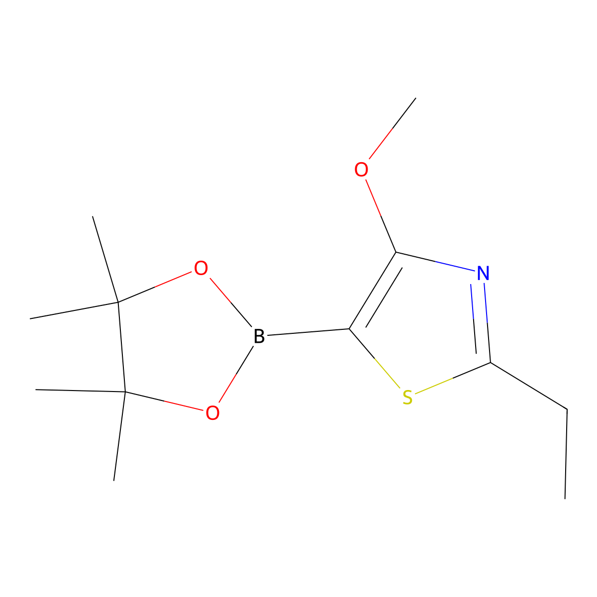 2-Ethyl-4-methoxy-5-(4,4,5,5-tetramethyl-1,3,2-dioxaborolan-2-yl)thiazole molecular structure, CAS 2819706-01-7